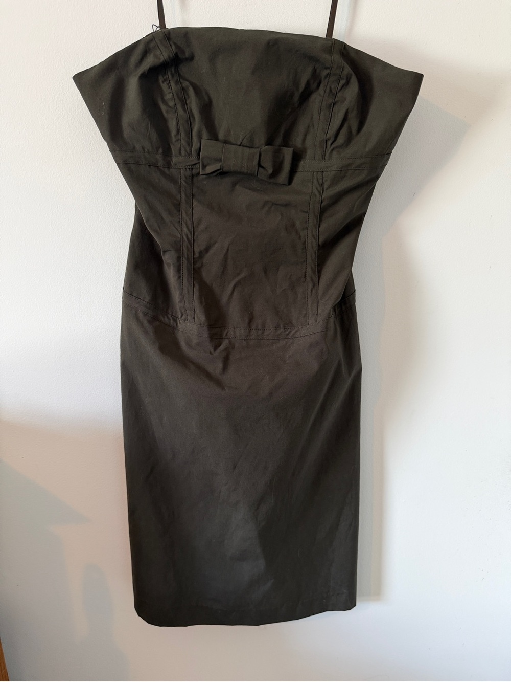 Tara Jarmon Black Strapless Little Black Dress with Bow Detail